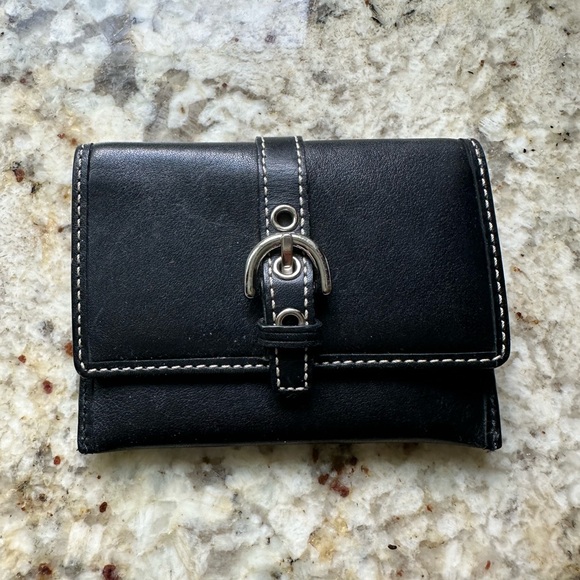 COACH Black Leather Wallet with Silver Buckle Excellent Condition - Picture 10 of 12
